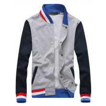 Nice contrast color style plain custom made baseball jacket